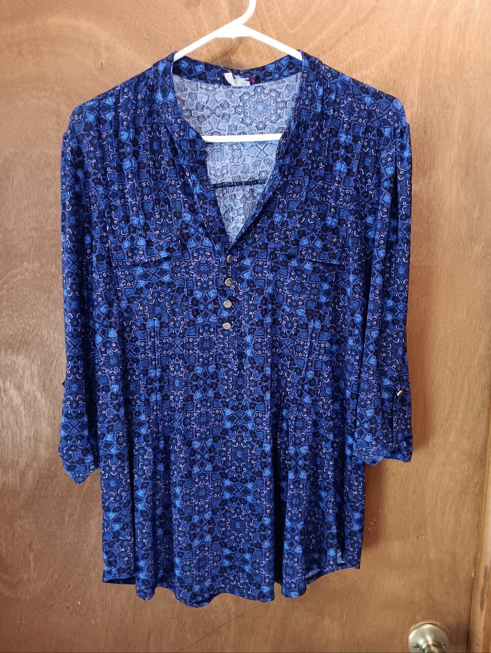 Cocomo Navy and Royal Blue Printed V-Neck Tunic